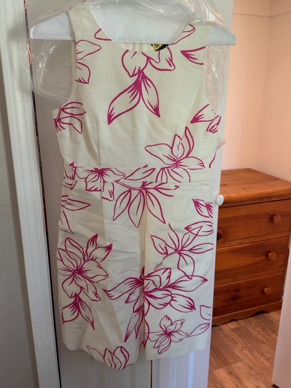 Ann Taylor Factory Size 4 Ivory Pink Floral Fit & Flare Dress